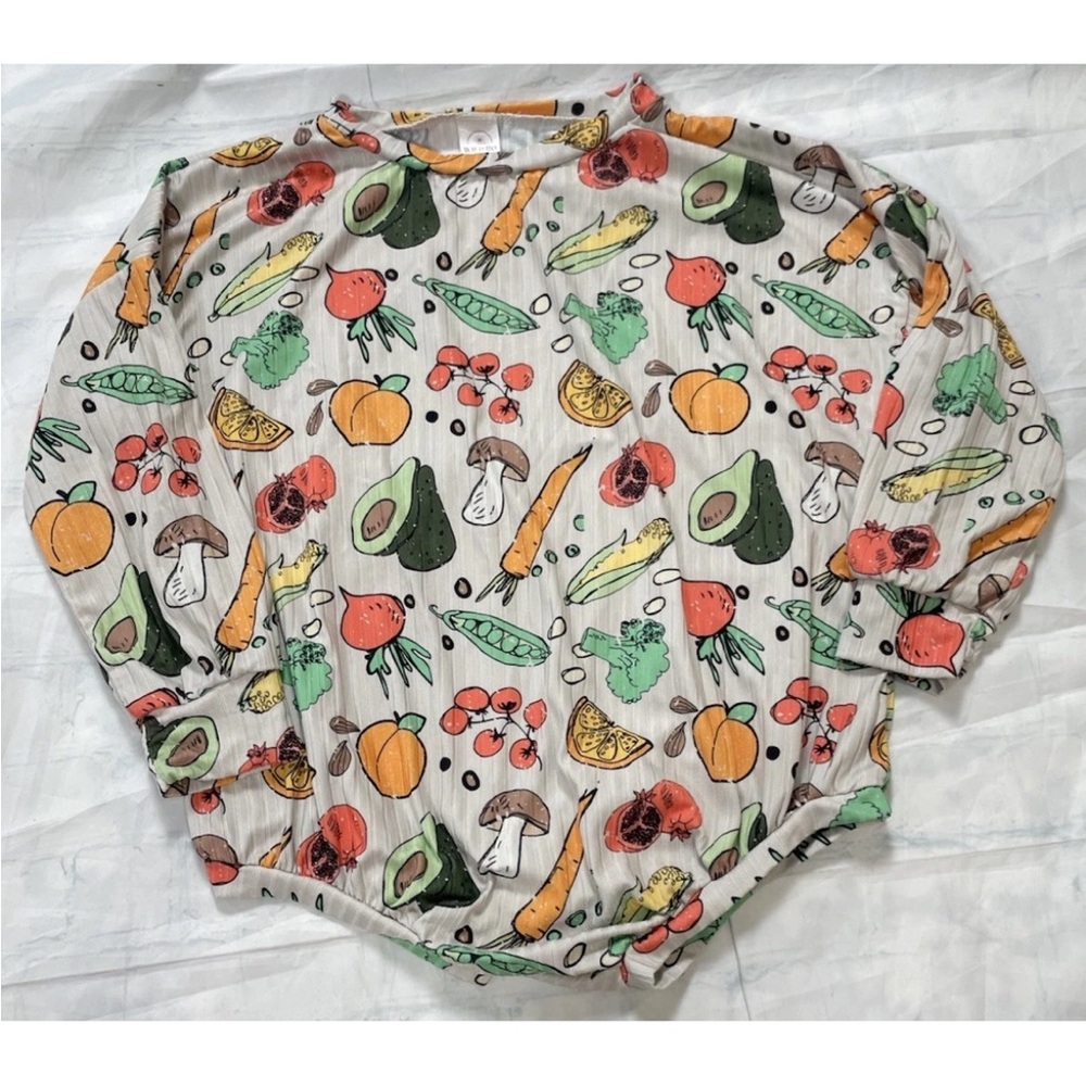 Wild Ro Stitches Clothing Farmers Market Long Sleeve Romper‎ Bodysuit Kids 4T